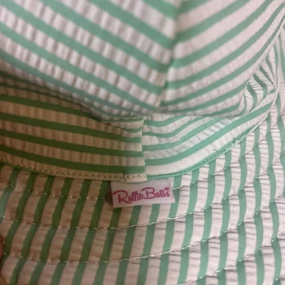 Mint Green & White Striped Wide Brim Sun Hat Beach Summer Protection Foldable - Picture 7 of 8